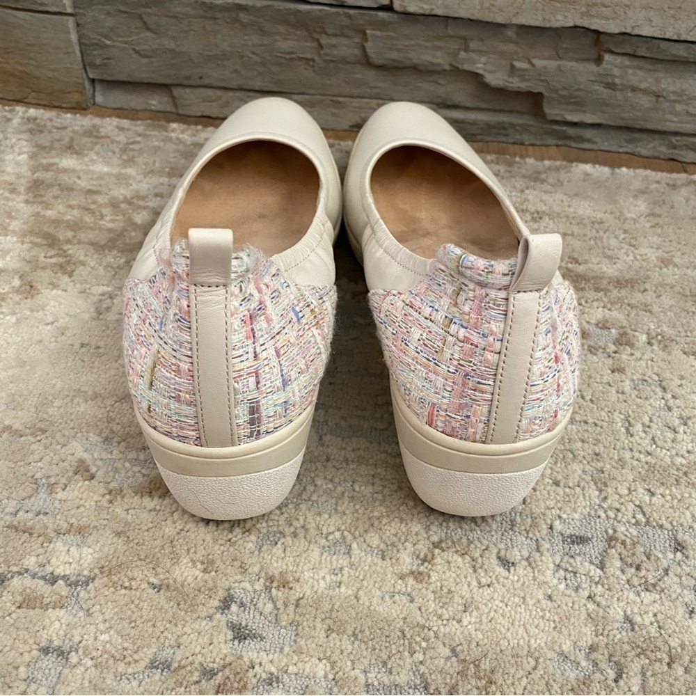 Vionic Jacey Wedge Pumps Slip On Heels Comfort Shoes Leather Tweed Cream: 11 - Picture 4 of 11